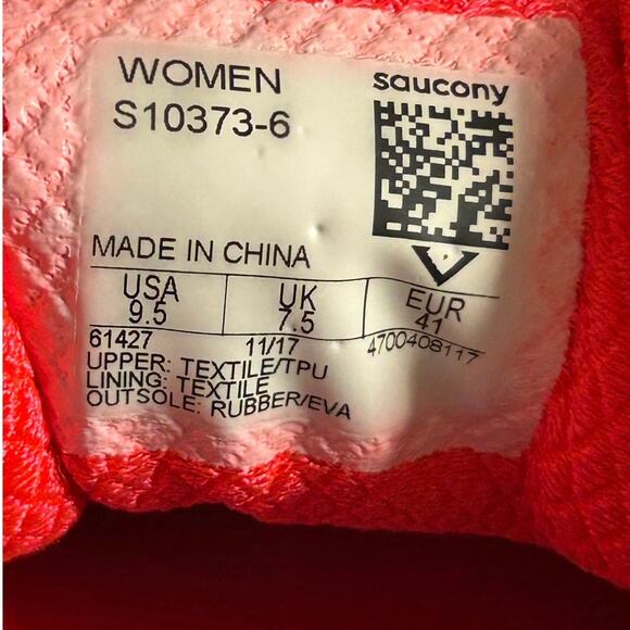 Women’s Silver and Neon Coral Saucony Running Shoes 9.5 - Picture 4 of 5